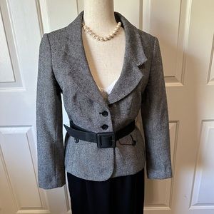 THE LIMITED | Tweed Peplum Blazer w/ Suede Belt | Size: 8
